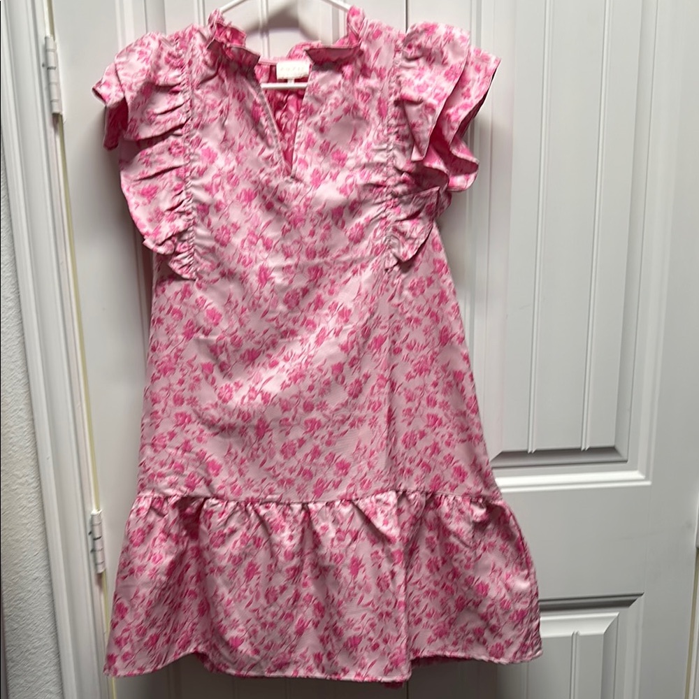 Entro Pink Floral Ruffle Dress